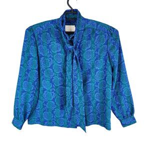 Womens 2 Pc Vintage Country Sophisticates Pendleton Floral Shirt & Scarf Tie XL